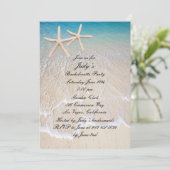 Starfish strand bruiloft vrijgezellenfeest uitnodi kaart (Staand voorkant)