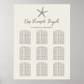 Starfish strand oceaan bruiloft 9 tafel zitplaatse poster (Voorkant)