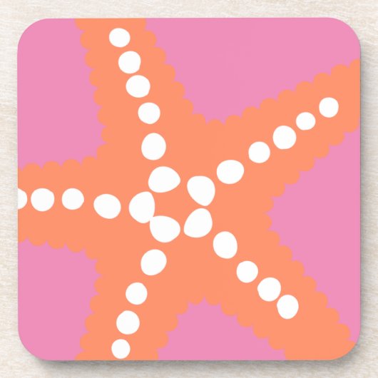 Starfish strand oceaan preppy roze Sinaasappel ple Bier Onderzetter (Voorkant)