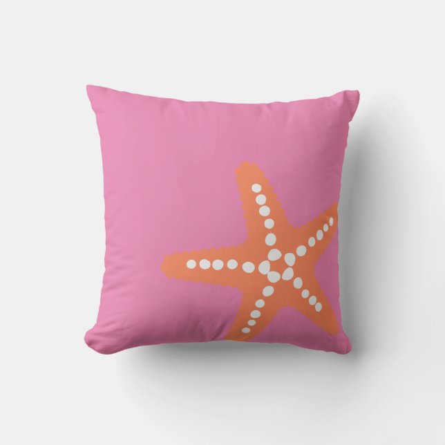 Starfish strand oceaan preppy roze Sinaasappel ple Kussen (Voorkant)