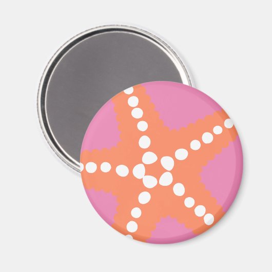 Starfish strand oceaan preppy roze Sinaasappel ple Magneet (Voorkant / Achterkant)