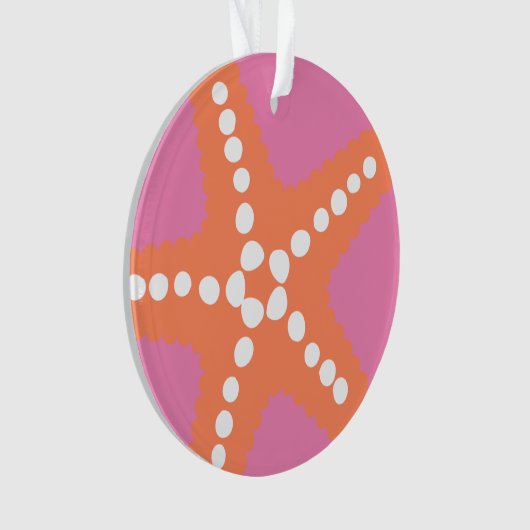 Starfish strand oceaan preppy roze Sinaasappel ple Ornament (voorkant)