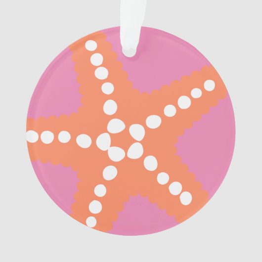 Starfish strand oceaan preppy roze Sinaasappel ple Ornament (voorkant)