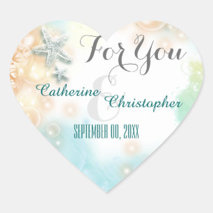 Starfish strand thema bruiloft gunst "Voor u" Hart Sticker