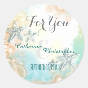 Starfish strand thema bruiloft gunst "Voor u" Ronde Sticker