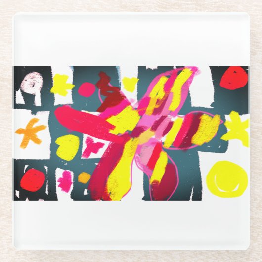 Starfish  style  glazen onderzetter (Voorkant)