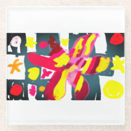 Starfish  style  glazen onderzetter