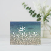 Starfish Summer Beach Weddenschap Save the Date Aankondigingskaart (Staand voorkant)