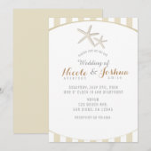 Starfish Tan Gestreepte Moderne Minimale Strandbru Kaart (Voorkant / Achterkant)