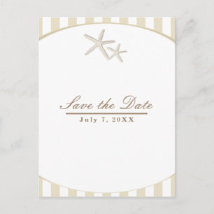 Starfish Tan striped Modern Beach Save the Date Aankondigingskaart