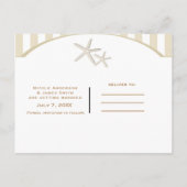 Starfish Tan striped Modern Beach Save the Date Aankondigingskaart (Achterkant)