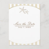 Starfish Tan striped Modern Beach Save the Date Aankondigingskaart (Voorkant)