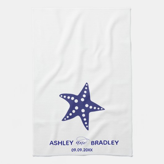 Starfish Tea Towel, keukenhanddoek voor bruiloft (Verticaal)