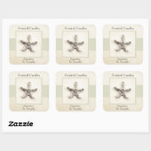 Starfish tranquil zee zelfgemaakte kaarsenlabel vierkante sticker (Vel)