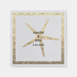Starfish Tropical Gold Couple Name Wedijver Servet