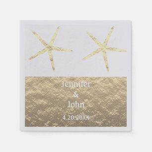 Starfish Tropical Gold Silver White Custom Wedding Servet
