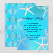 Starfish Tropical New Years Eve Party nodiging Kaart (Voorkant / Achterkant)
