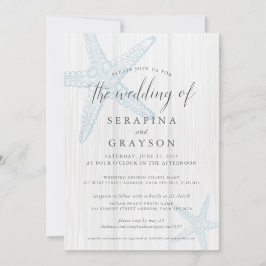 Starfish Tropical Rustic Beach Weddenschap All-in- Kaart (Voorkant)