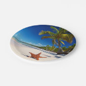 Starfish Tropical Sandy Beach Palm Tree Island Papieren Bordje (Gekanteld)