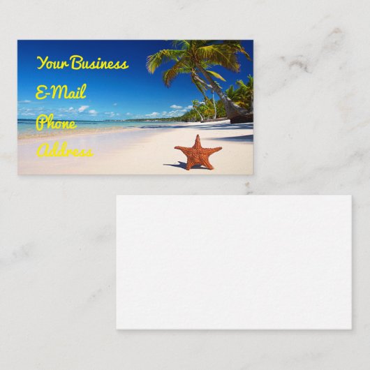Starfish Tropical Sandy Beach Palm Tree Island Visitekaartje (Voorkant / Achterkant)