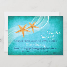 Starfish turkooise strand bruiloft douches kaart