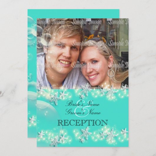 Starfish turquoise blue bruiloft kaart (Voorkant / Achterkant)