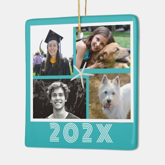 Starfish Turquoise Family Photo Collage Dated Keramisch Ornament (Links)