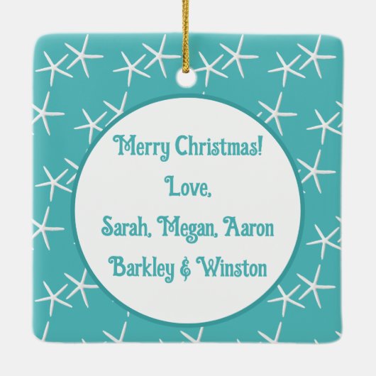 Starfish Turquoise Family Photo Collage Dated Keramisch Ornament (Achterkant)