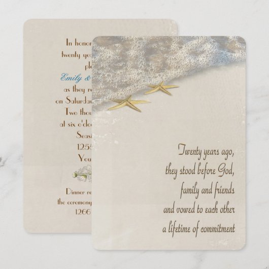 Starfish Vow Renewal voor 20e Jubileum Kaart (Voorkant / Achterkant)