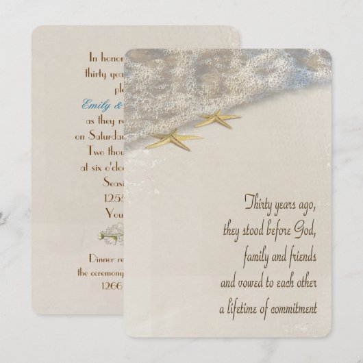 Starfish Vow Renewal voor 30e Jubileum Kaart (Voorkant / Achterkant)