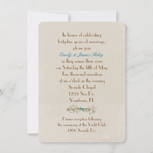 Starfish Vow Renewal voor 45th Jubileum Kaart (Achterkant)