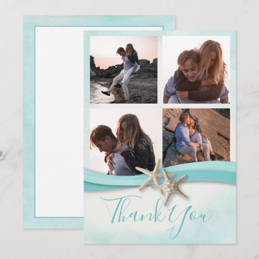 Starfish Waterverf Beach Weddenschap Foto bedankt Save The Date (Voorkant / Achterkant)