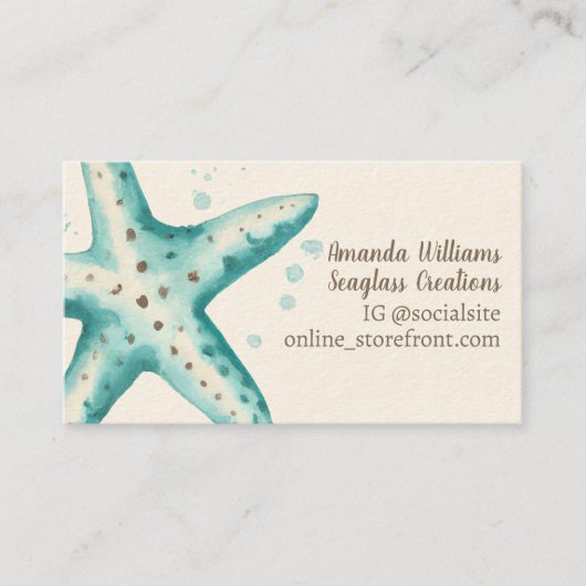 Starfish Waterverf Trendy Paint Speckle Coastal Visitekaartje (Voorkant)