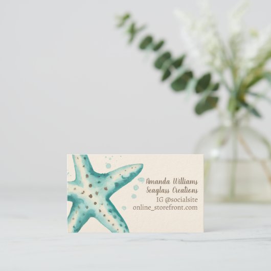 Starfish Waterverf Trendy Paint Speckle Coastal Visitekaartje (Staand voorkant)
