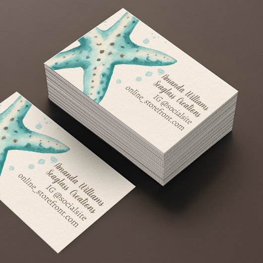 Starfish Waterverf Trendy Paint Speckle Coastal Visitekaartje