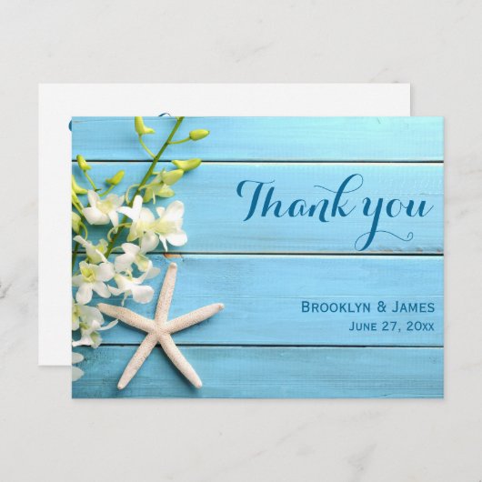 Starfish Weddenschap Bedankt Briefkaarten met Orch (Voorkant / Achterkant)
