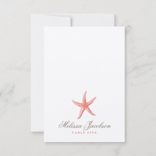 Starfish Weddenschap Escort/Place Card - CORAL Kaart (Voorkant)