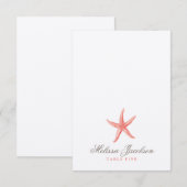 Starfish Weddenschap Escort/Place Card - CORAL Kaart (Voorkant / Achterkant)