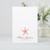 Starfish Weddenschap Escort/Place Card - CORAL Kaart (Staand voorkant)
