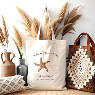 Starfish Weddenschap Welkom Coral Brown Guest Favo Tote Bag