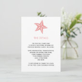 Starfish Wedding Invitation Enclosure Kaart, roze Informatiekaartje (Staand voorkant)