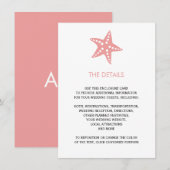 Starfish Wedding Invitation Enclosure Kaart, roze Informatiekaartje (Voorkant / Achterkant)