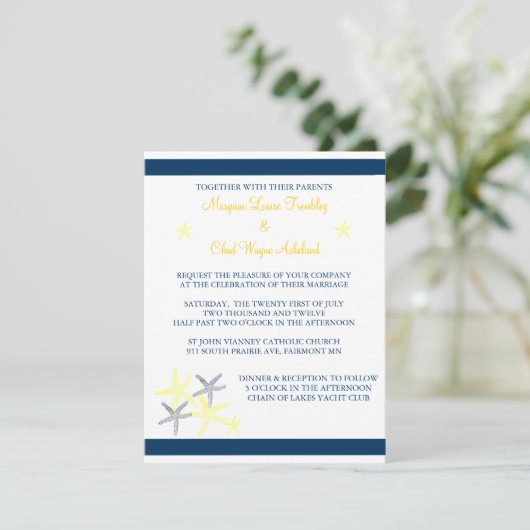 Starfish Wedding Invite Kaart (Staand voorkant)