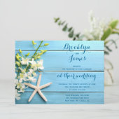 Starfish Wedding Invitting with Orchids Kaart (Staand voorkant)