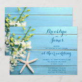 Starfish Wedding Invitting with Orchids Kaart (Voorkant / Achterkant)