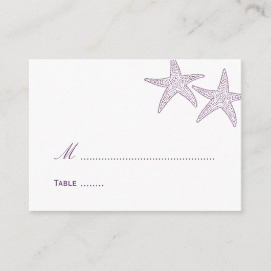 Starfish Wedding Place Card - Paarse Plaatskaartje (Voorkant)