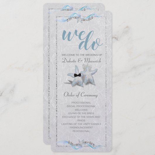 Starfish Wedding Programme Kaart (Voorkant / Achterkant)