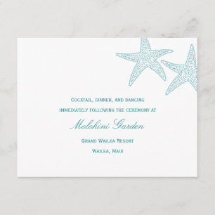 Starfish Wedding Reception Card - Turquoise Informatiekaartje