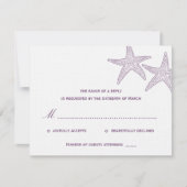 Starfish Wedding RSVP-kaart - Paars RSVP Kaartje (Voorkant)