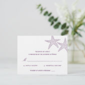 Starfish Wedding RSVP-kaart - Paars RSVP Kaartje (Staand voorkant)